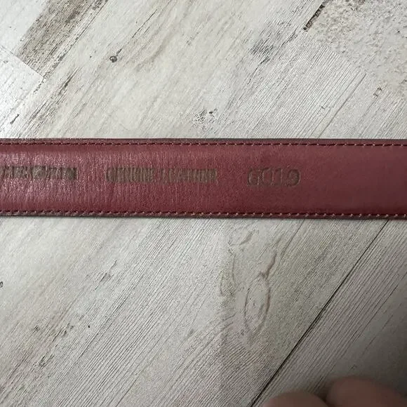 Leegin Genuine Leather Gray Womens Belt 38 Embossed Vintage Casual Work Gold Bkl - Picture 4 of 5